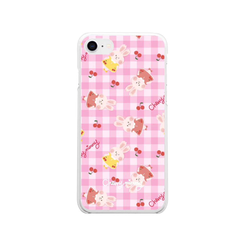 マエダレナ / イラストレーターのCherryチェックソフトスマホケース【cherrymimmy】 Soft Clear Smartphone Case