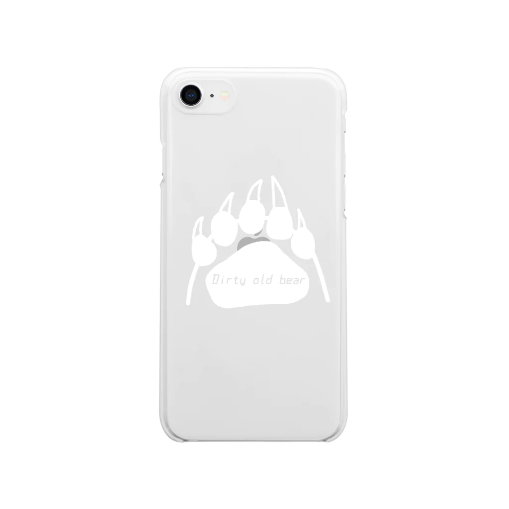 ため息のひらめきのDirty old bear(足跡白・中抜き) Soft Clear Smartphone Case