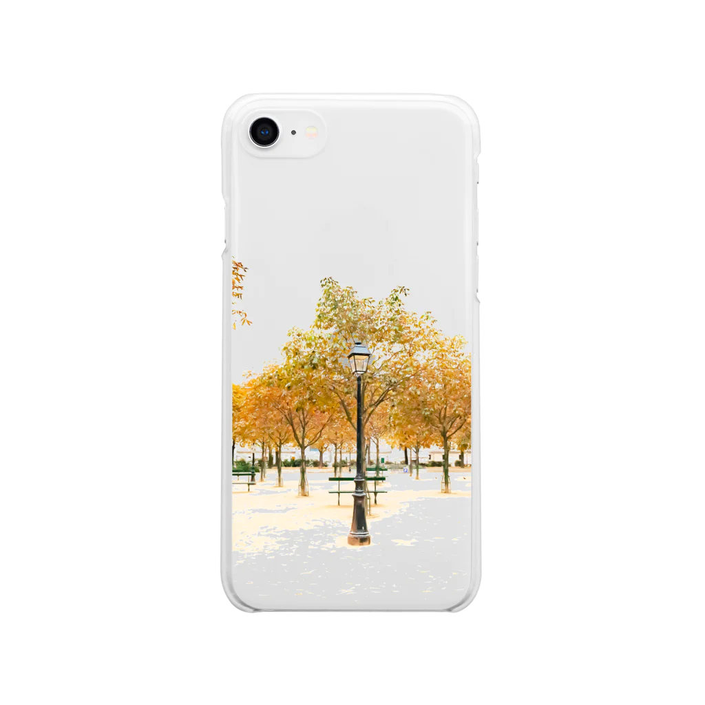 thegemishartのパリの公園 Soft Clear Smartphone Case