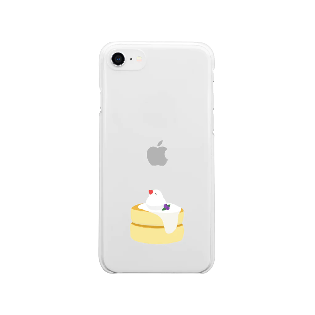 小動物のお店の白文鳥とパンケーキ Soft Clear Smartphone Case