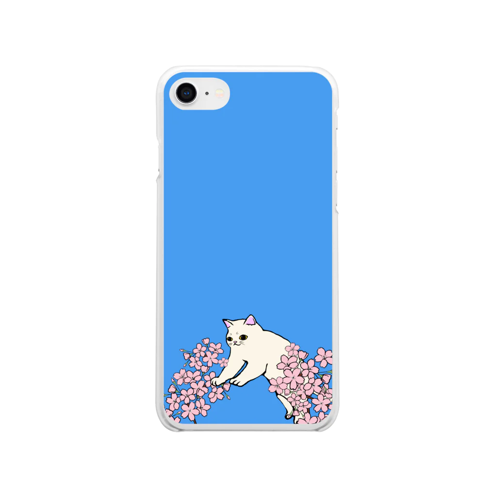 ネコやの猫と桜　スマホケース Soft Clear Smartphone Case