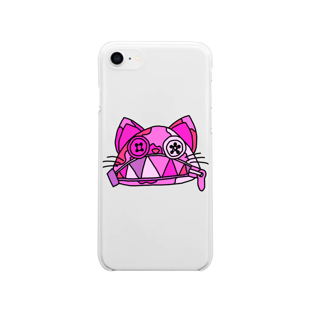 でくの族・わくてかショップのゾンビジッパーにゃんこバージョン2(4Pカラー) Soft Clear Smartphone Case