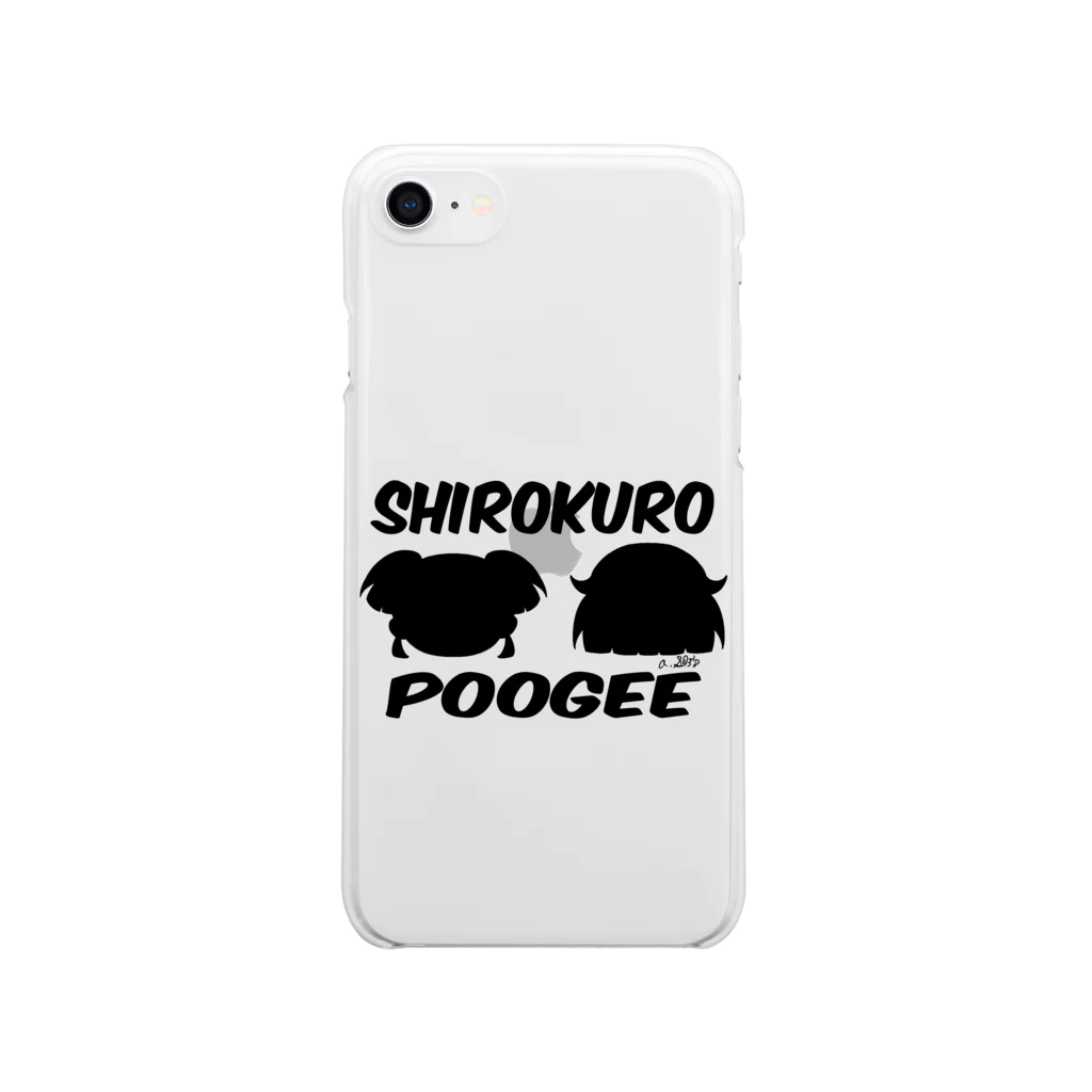 しろくろぷぅじぃのシルエット（黒） Soft Clear Smartphone Case