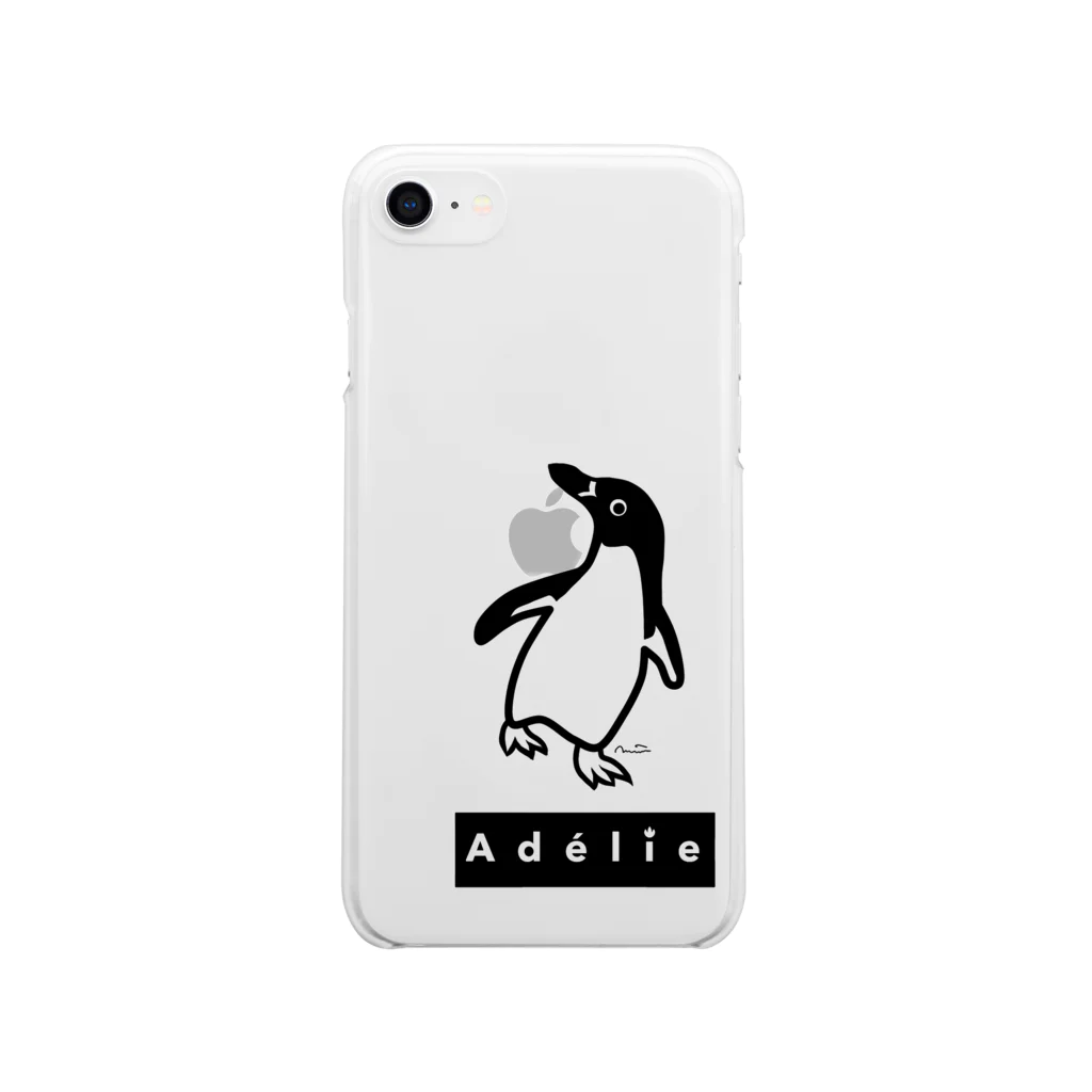 みみはんこ/消しゴムはんこのAdélie Penguin (+logo B) ソフトクリアスマホケース