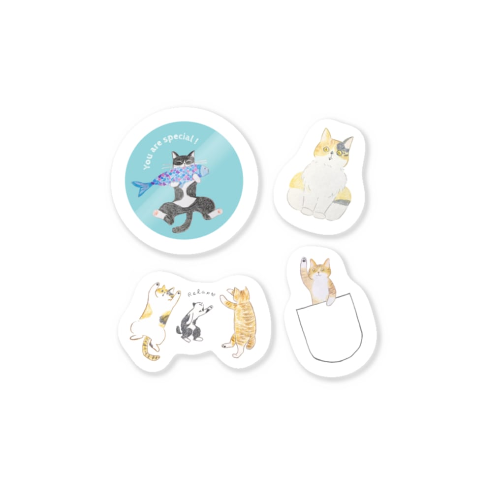 SHINOBU LABORATORY.の猫たちのステッカー Sticker