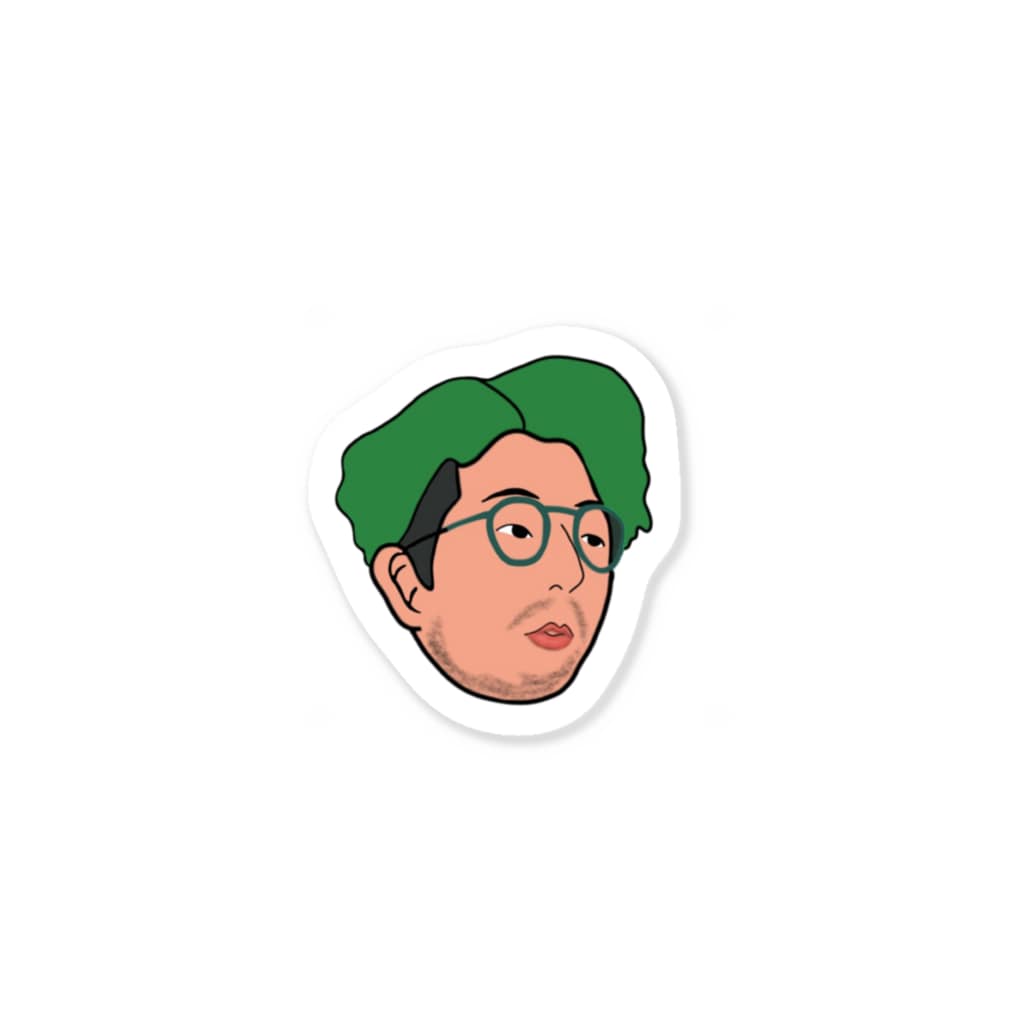 シロちゃんのグッズで小銭稼ぎの巻のシロの似顔絵(緑鮮やかver) Sticker
