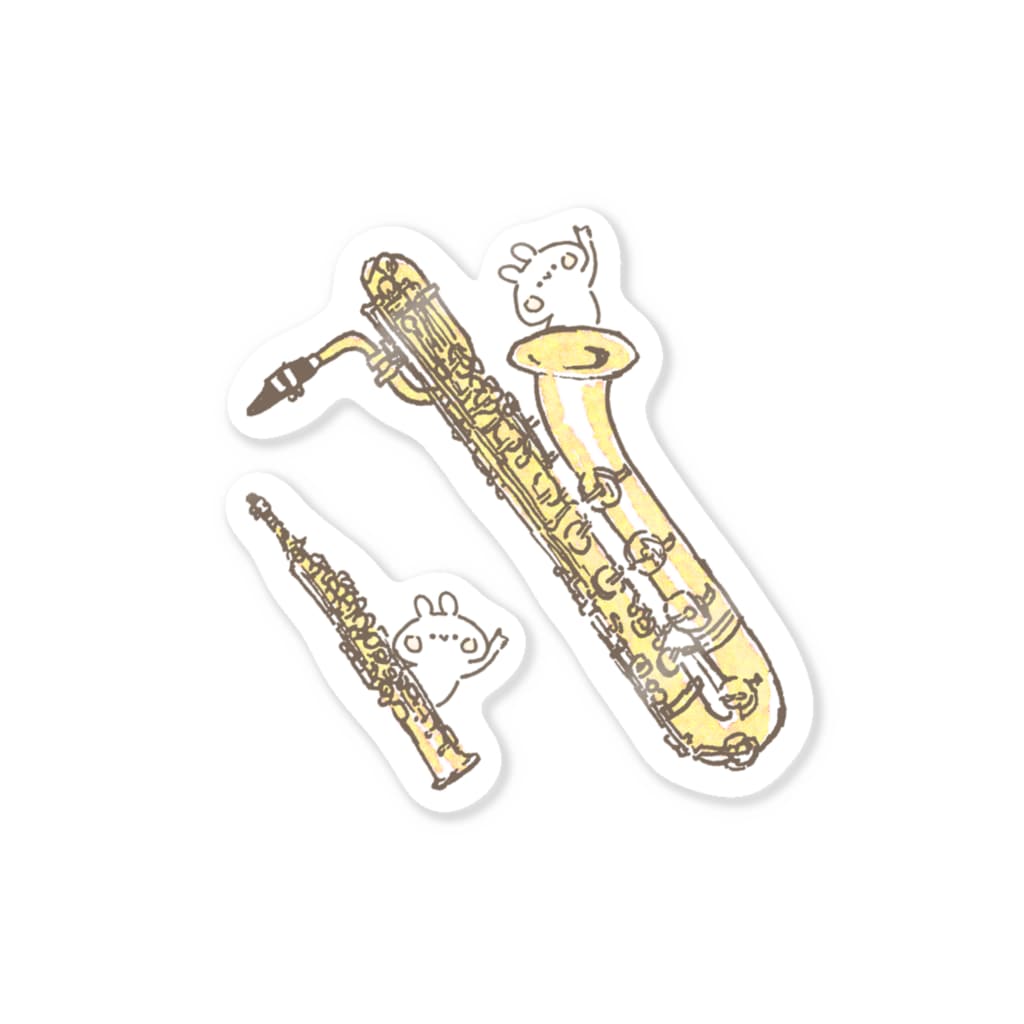 バリトンサックスとソプラノサックスうさぎ Sticker By Momochy Shop Momochy Suzuri バリトンサックスとソプラノサックスうさぎ Sticker By Momochy Shop Momochy Suzuri