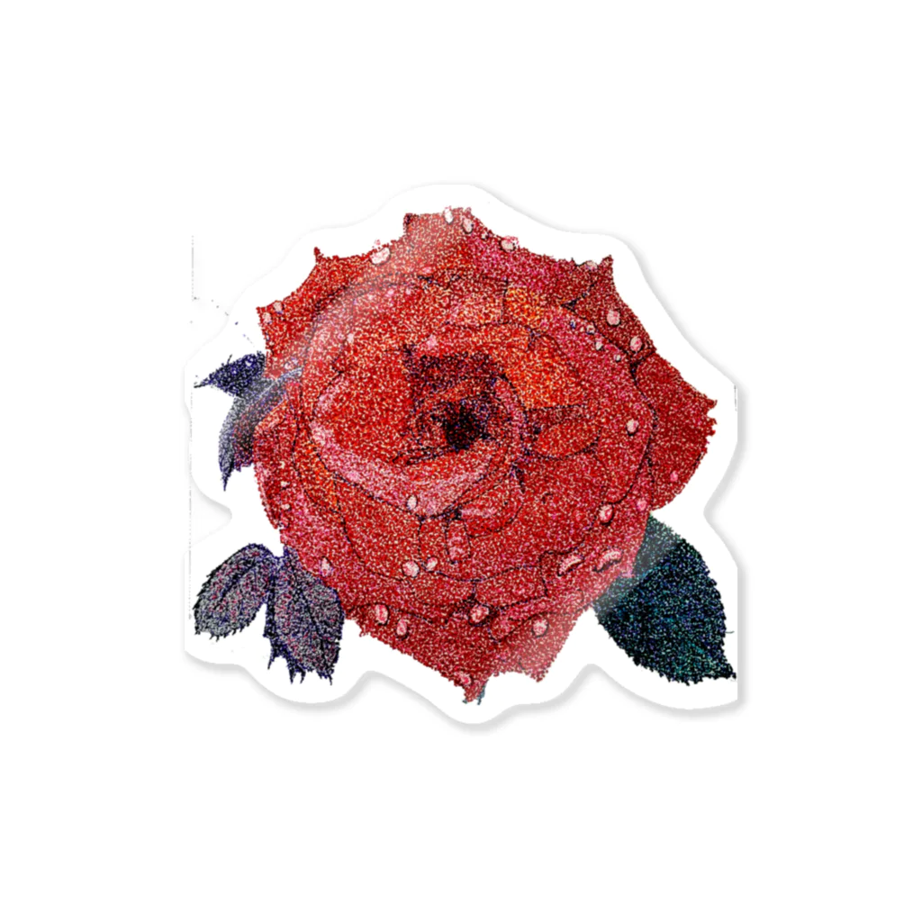 点描曼荼羅の世界の赤い薔薇🌹 Sticker