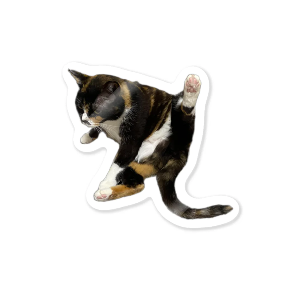 みけねこのらちゃんのみけねこのらちゃん(片足上げver) Sticker