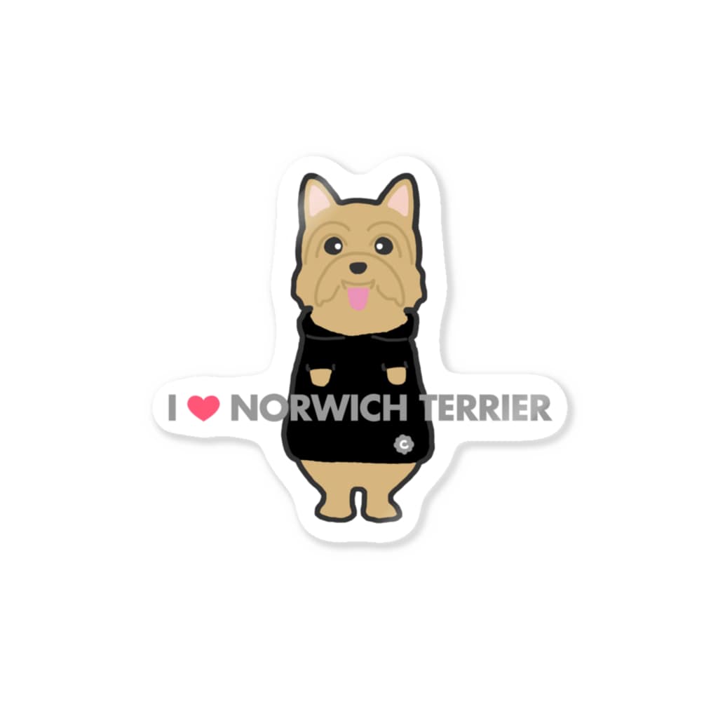 BISCUIT FACTORYのI LOVE NORWICH TERRIER Sticker