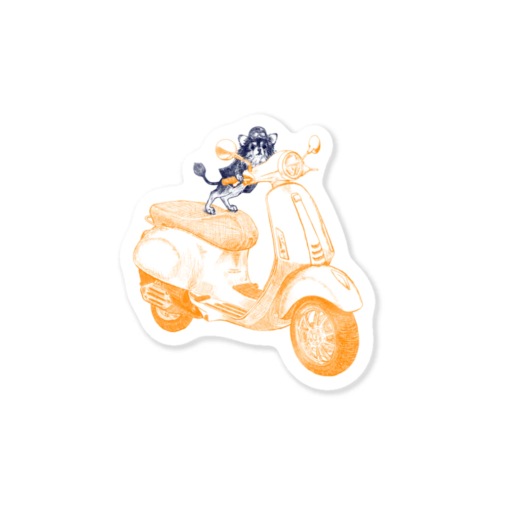 N谷スタジオのチワワのすっちゃんバイクに乗る Sticker