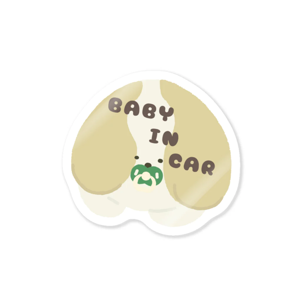 3本しっぽのビションフリーゼのBABY IN CAR ほわほわしっぽのシーズー Sticker