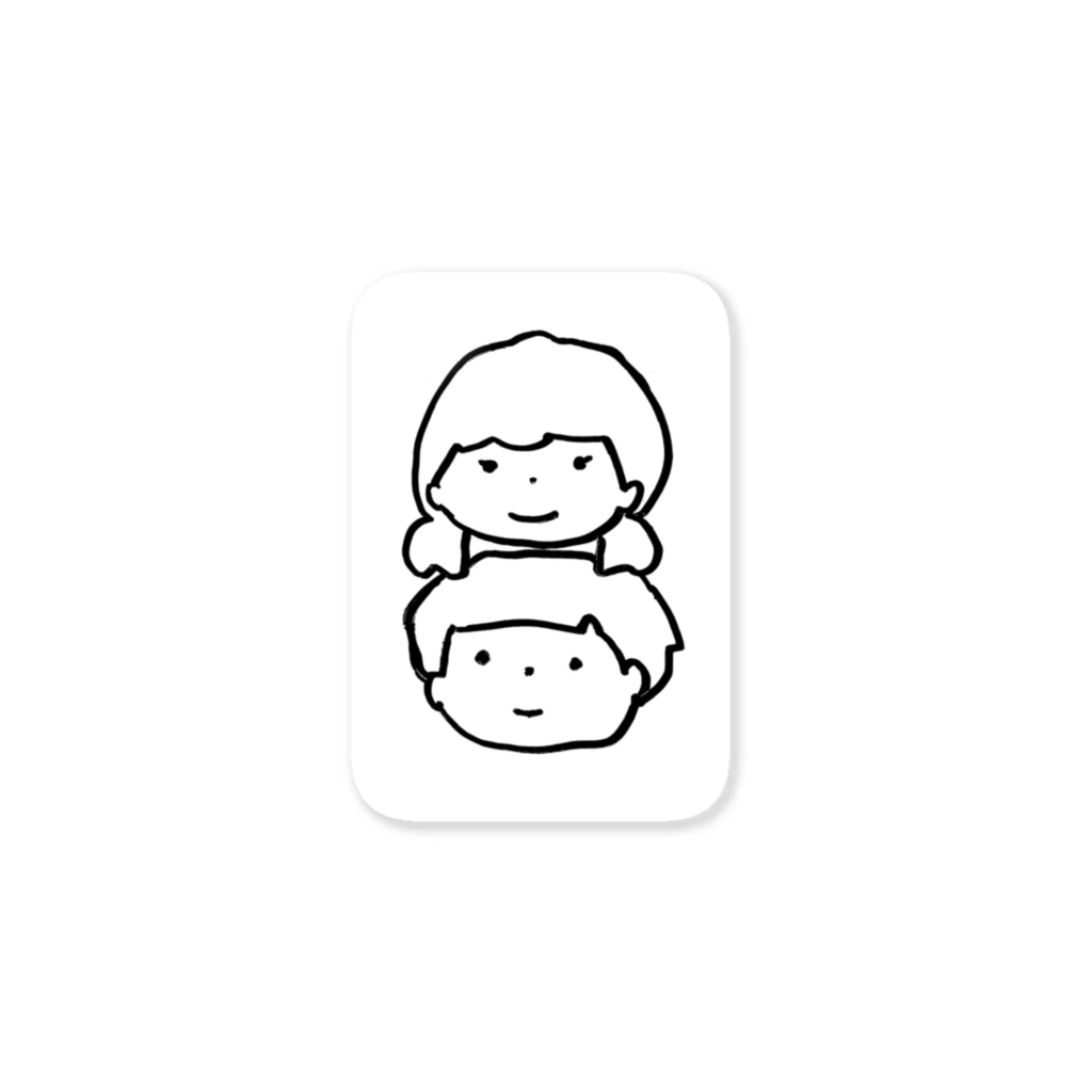 ホワイトボードちゃんのつよき女の子とやさしい男の子 Sticker