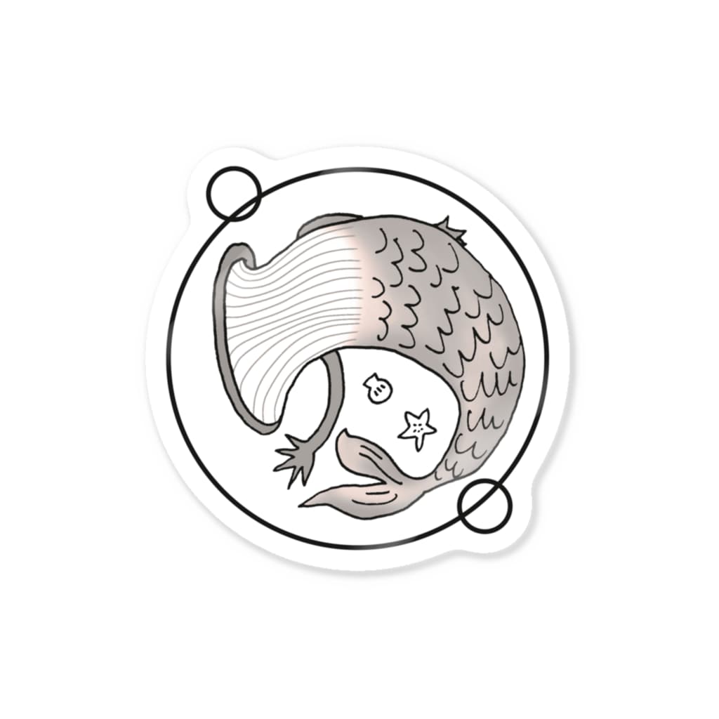 杜の魚のエリンギョ（モノクロ） Sticker