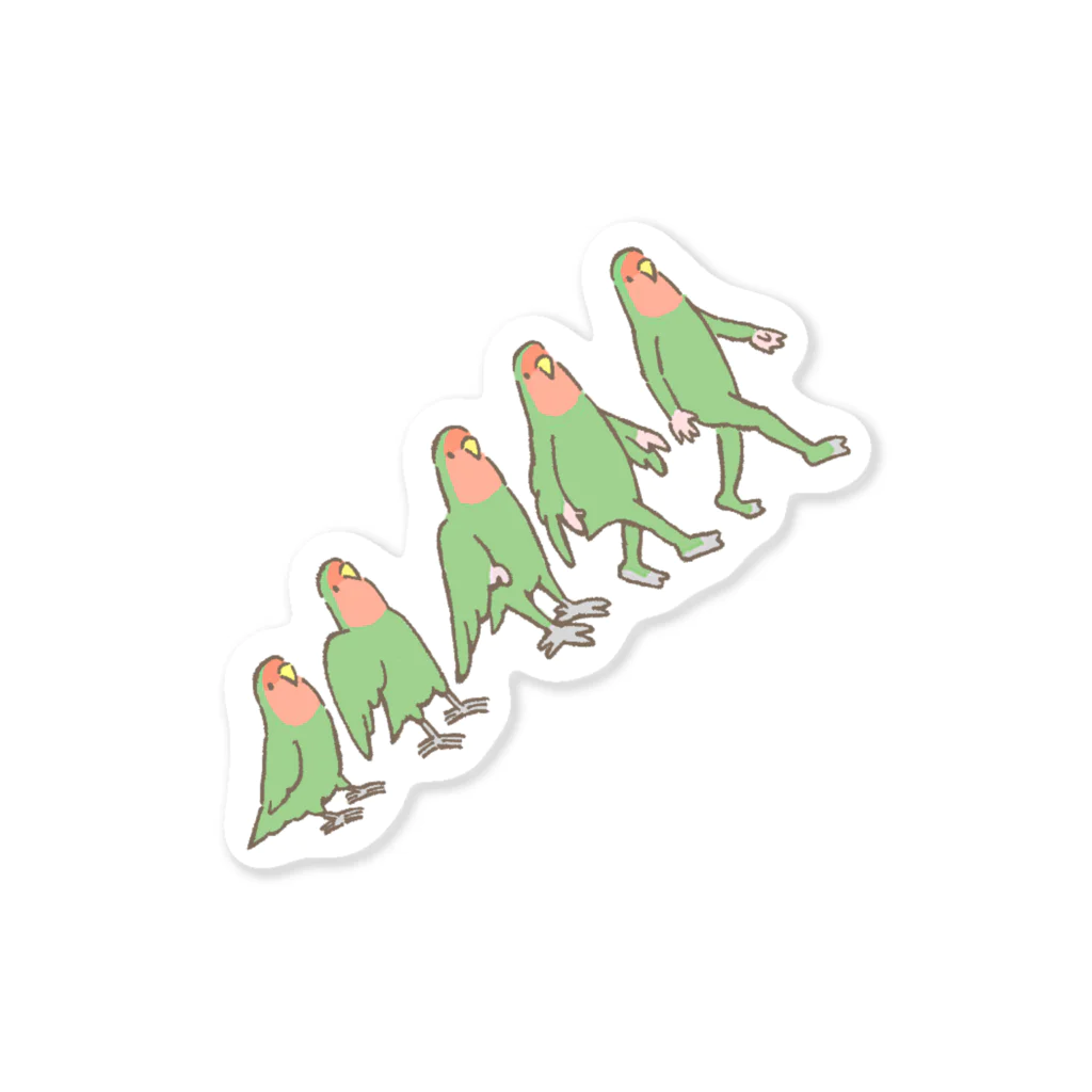 とりちゃんたちのグッズやさんの進化するインコ Sticker