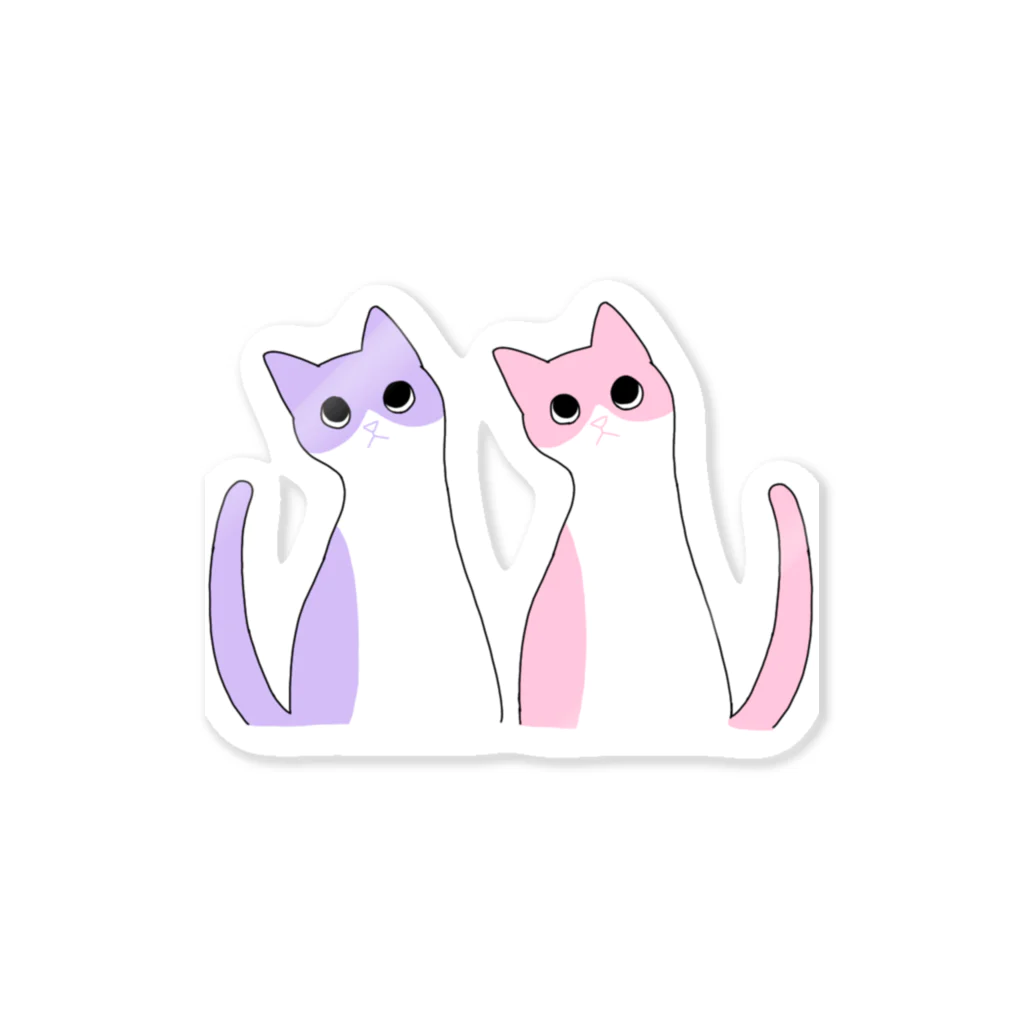 立琴の仲良しねこ Sticker