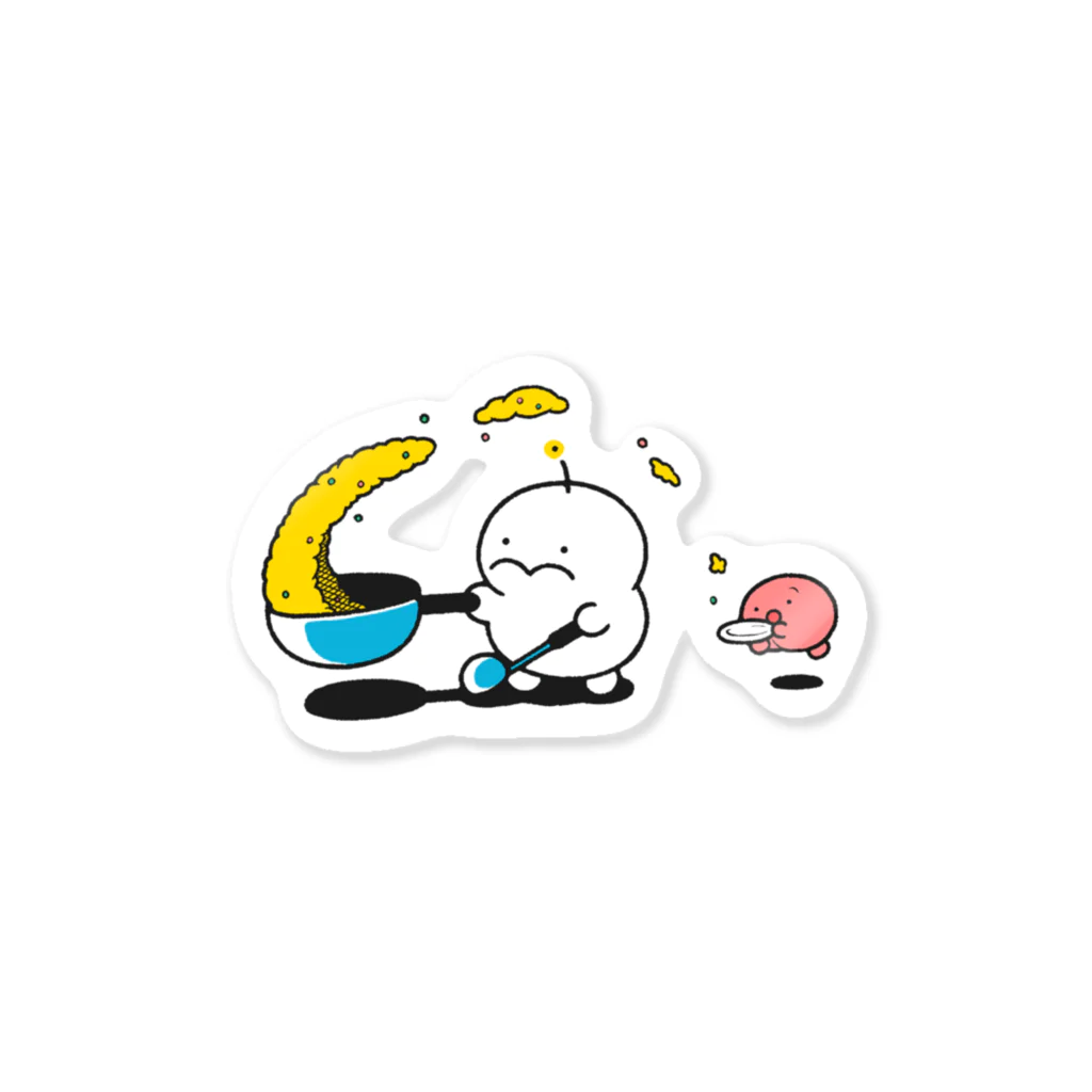 ぷりぷりうちゅうじんとぽこチャの店のチャーハンとぷりぷりうちゅうじん Sticker