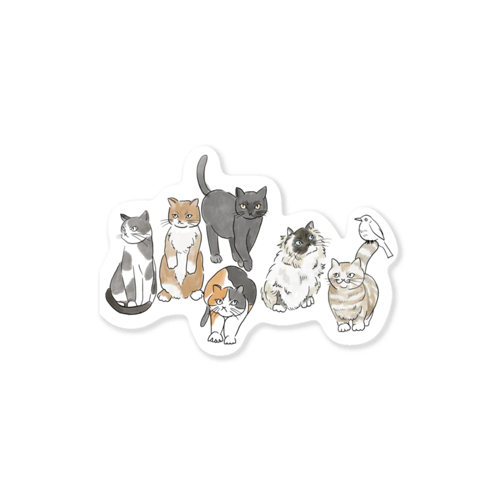 mayuge22のcats +bird Sticker