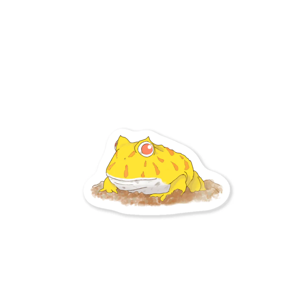 もふのカエルショップのライムグリーン🐸ツノガエル Sticker