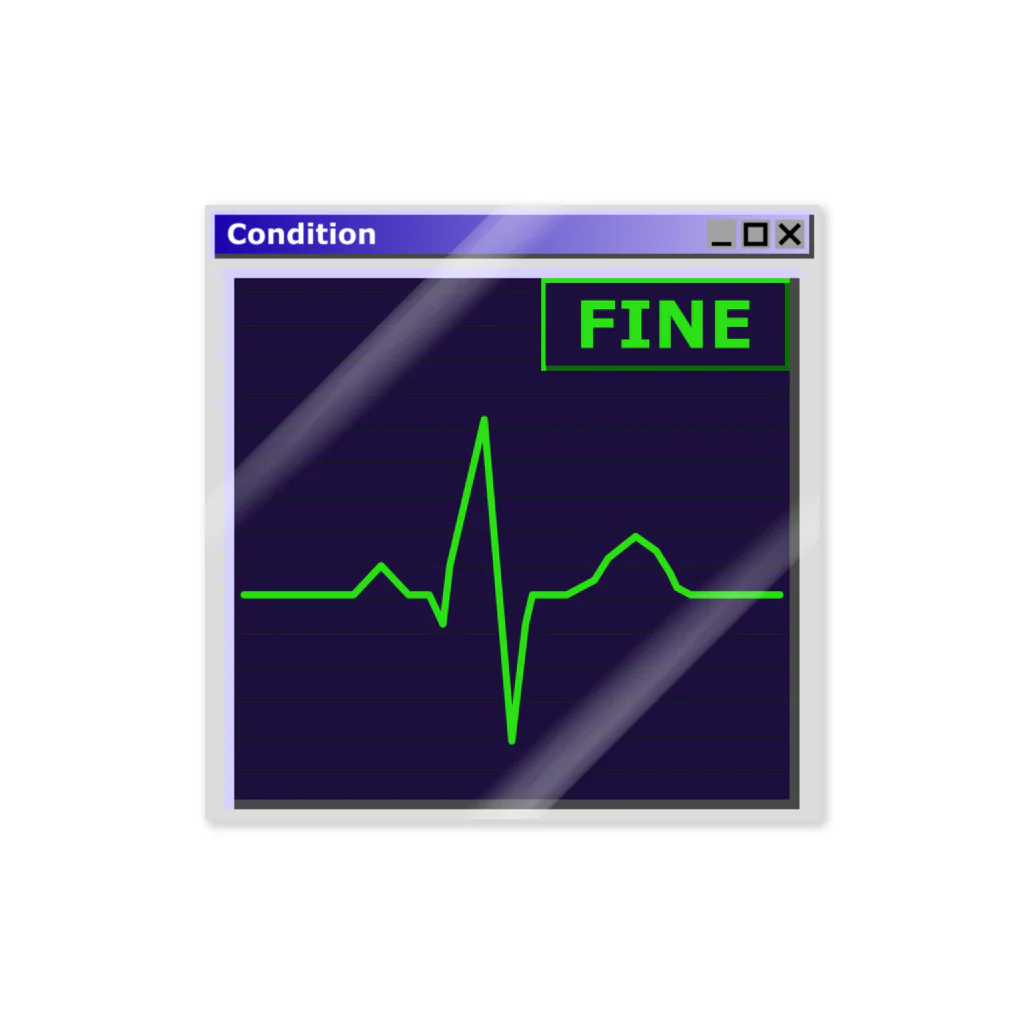 TKG制作所（高木ふぉとん）の心電図ECG（FINE）（正方形/Square） ステッカー