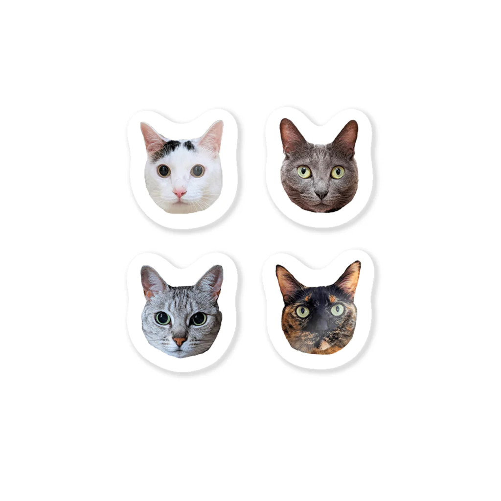 ねこほうチャンネル公式グッズのねこほう4匹ミニステッカー Sticker