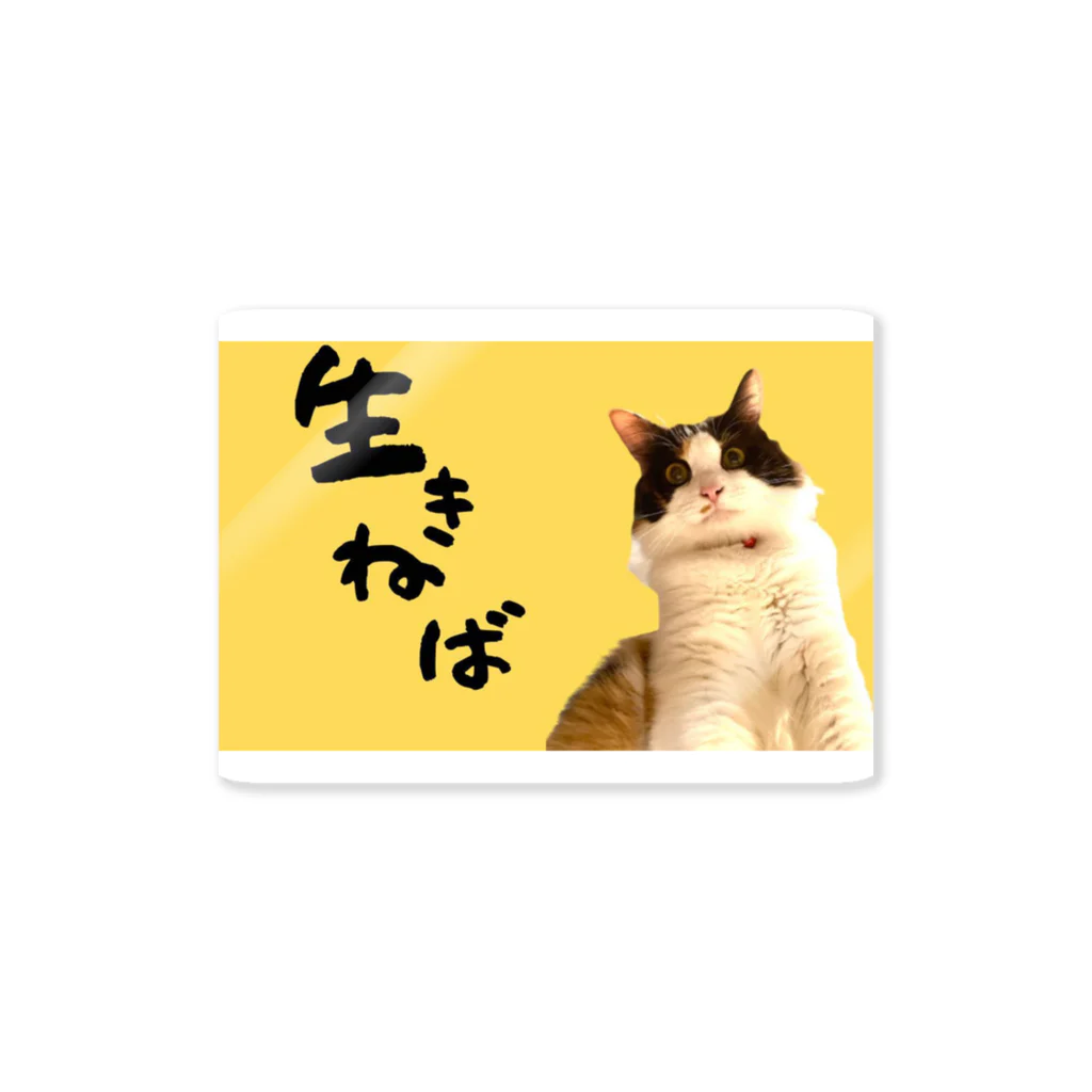 三毛猫の朝と黒猫の夜@好奇心倶楽部の強く生きる三毛猫の朝 Sticker