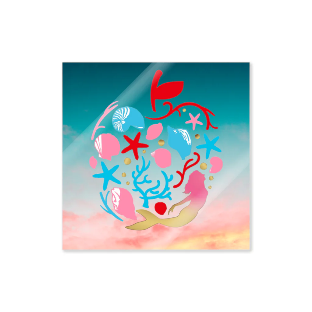 美•最上愛ショップの最上愛アンカリングピンクの空 Sticker