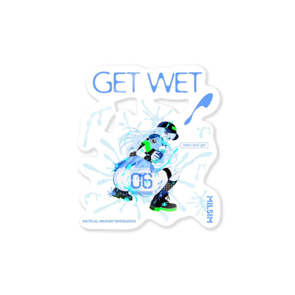 loveclonesのGET WET 0562 ミリタリー女子 水しぶき迷彩 クールジェル Sticker