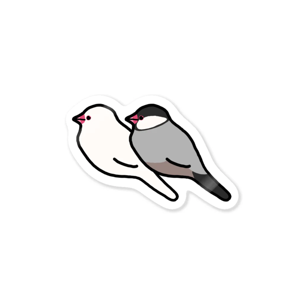 Oshiboriの白文鳥と桜文鳥 Sticker