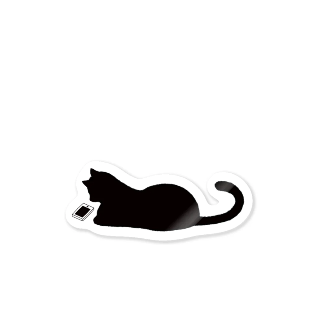 猪猫のねこもスマホ依存症？ステッカー Sticker