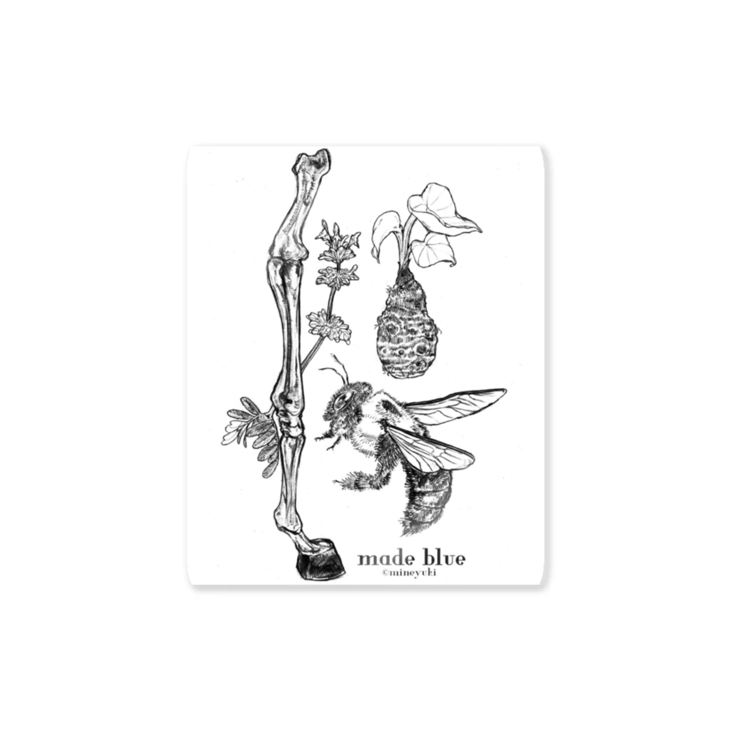 made blueのKumanbachi , Bone of house & Spring plants Sticker