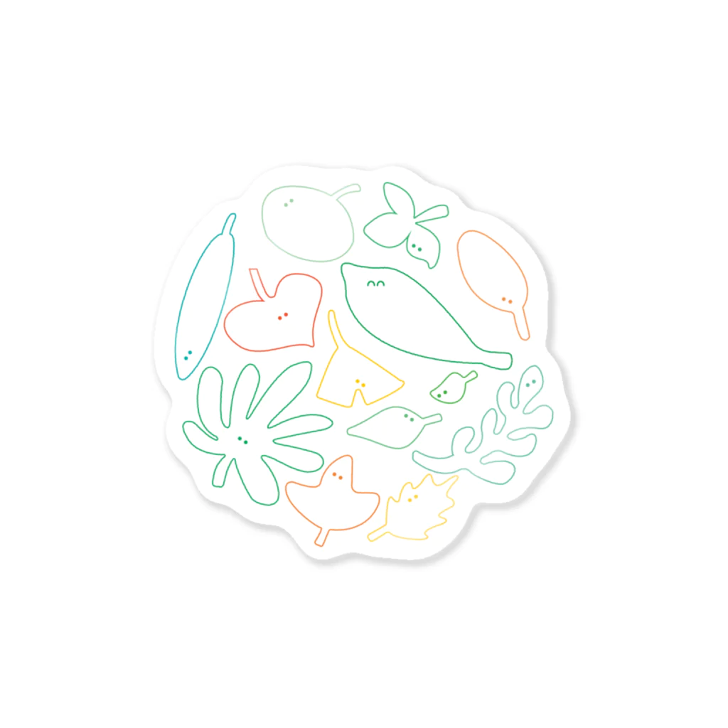 おばけ植物園【小物屋】の葉っぱのおばけたち（ライン） Sticker