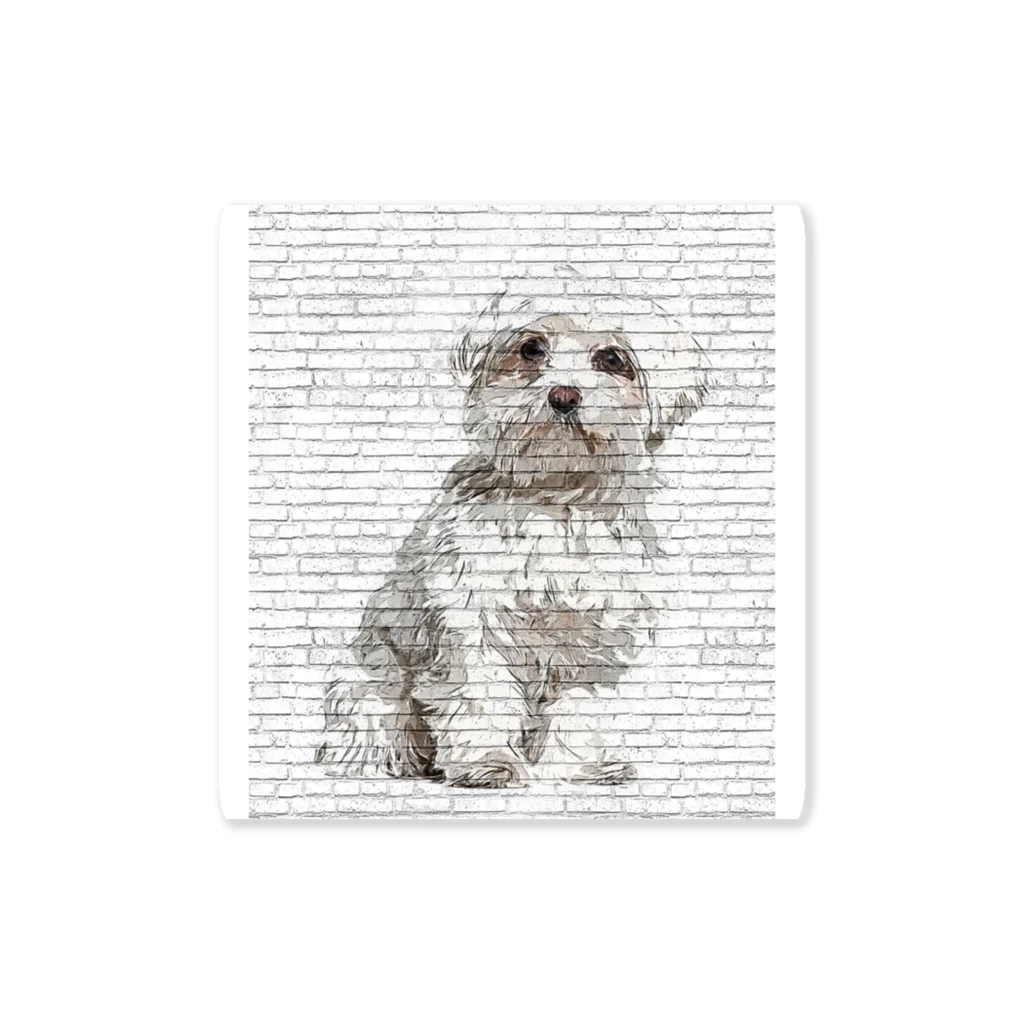 【CPPAS】Custom Pet Portrait Art Studioの マルチーズドッグ - レンガブロック背景 Sticker