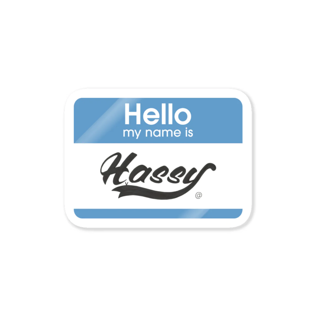 Hassy StoreのHELLO MY NAME IS Hassy (BLUE) ステッカー