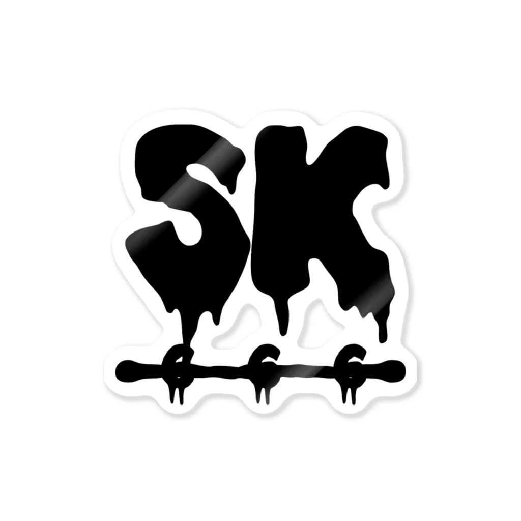 SK Strikethrough(666)のSK Strikethrough(666) Clothing - First Line White ステッカー