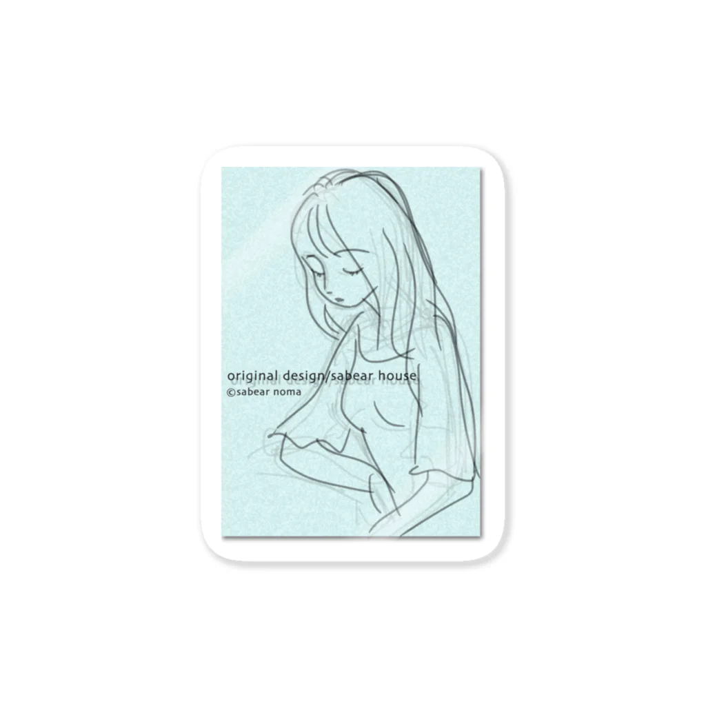 obosa_DENS/SABEAR_shop ＠SUZURIのrough drawing girl-1_グッズ ステッカー