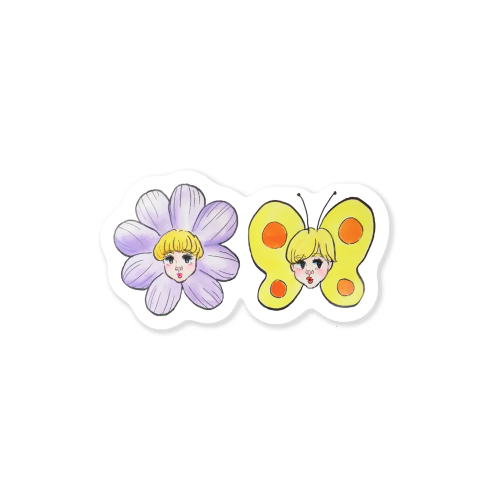 ソーメンズの花とちょうちょ Sticker