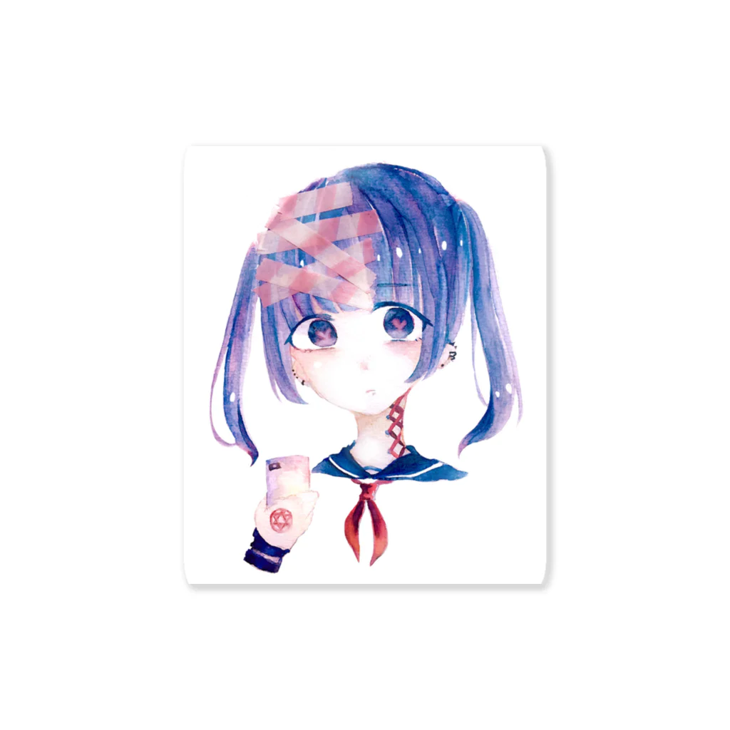 ぬこみー@痩せ活のメンヘラ少女（青） Sticker