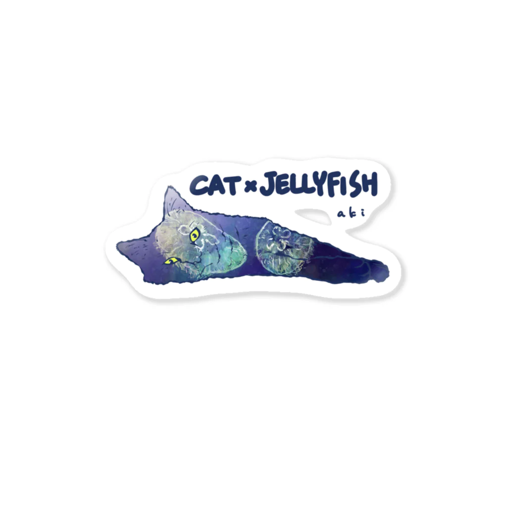 SHOP AKIの猫×クラゲ ステッカー Sticker