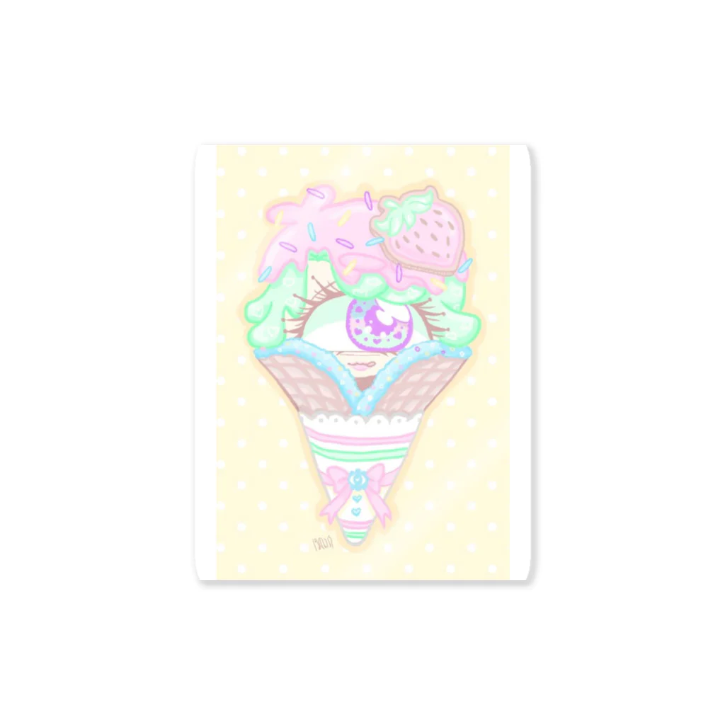 はまくそゆうきちの単眼ちゃんショップ👁💜💛のアイスクリーム単眼ちゃん Sticker