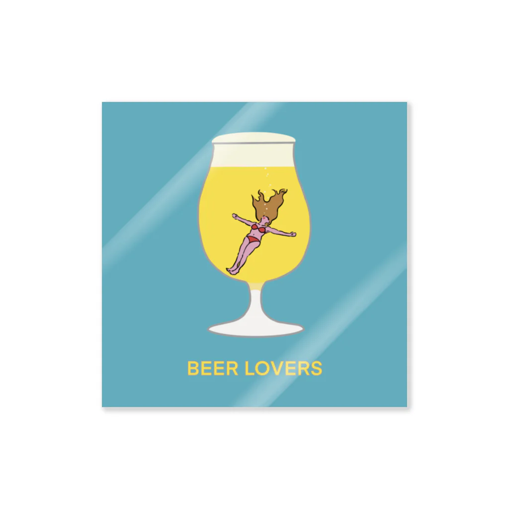 ON THE BEDのBEER LOVERS ステッカー Sticker