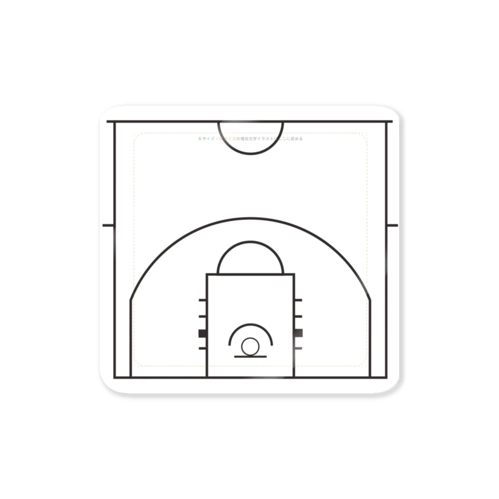 +1Wのバスケットボール　作戦盤　ハーフコート ステッカー