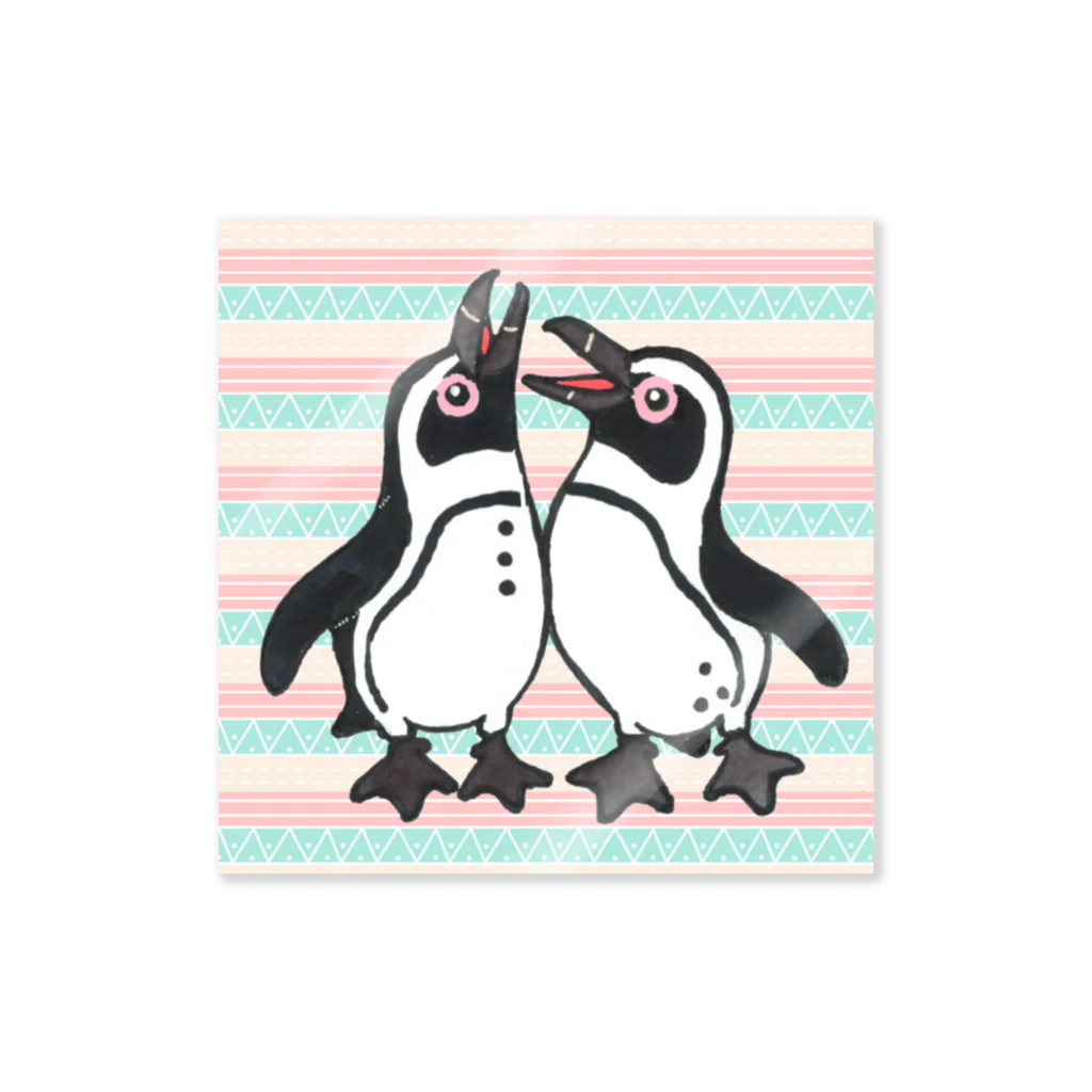 penguininkoの仲良く鳴き合うケープペンギン🐧背景ありB Sticker