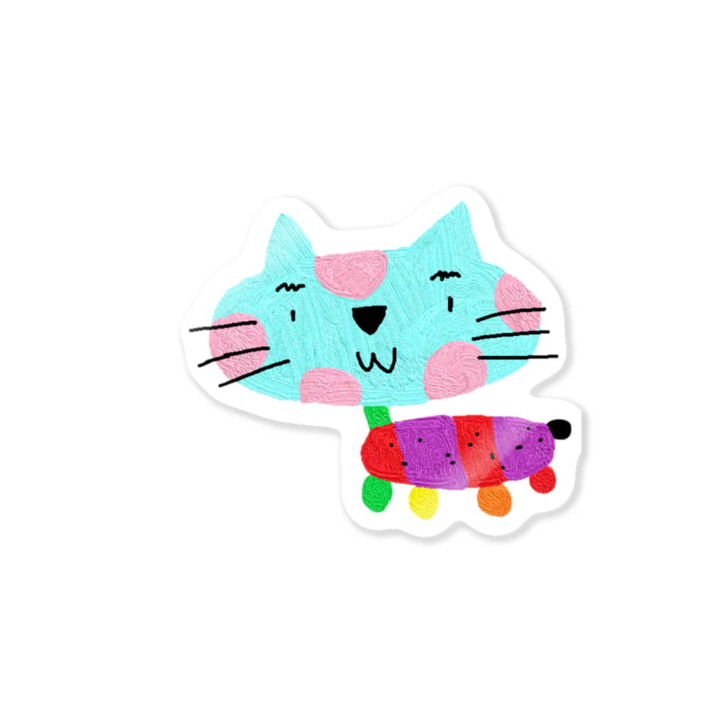 手書き家のカラフルねこ Sticker