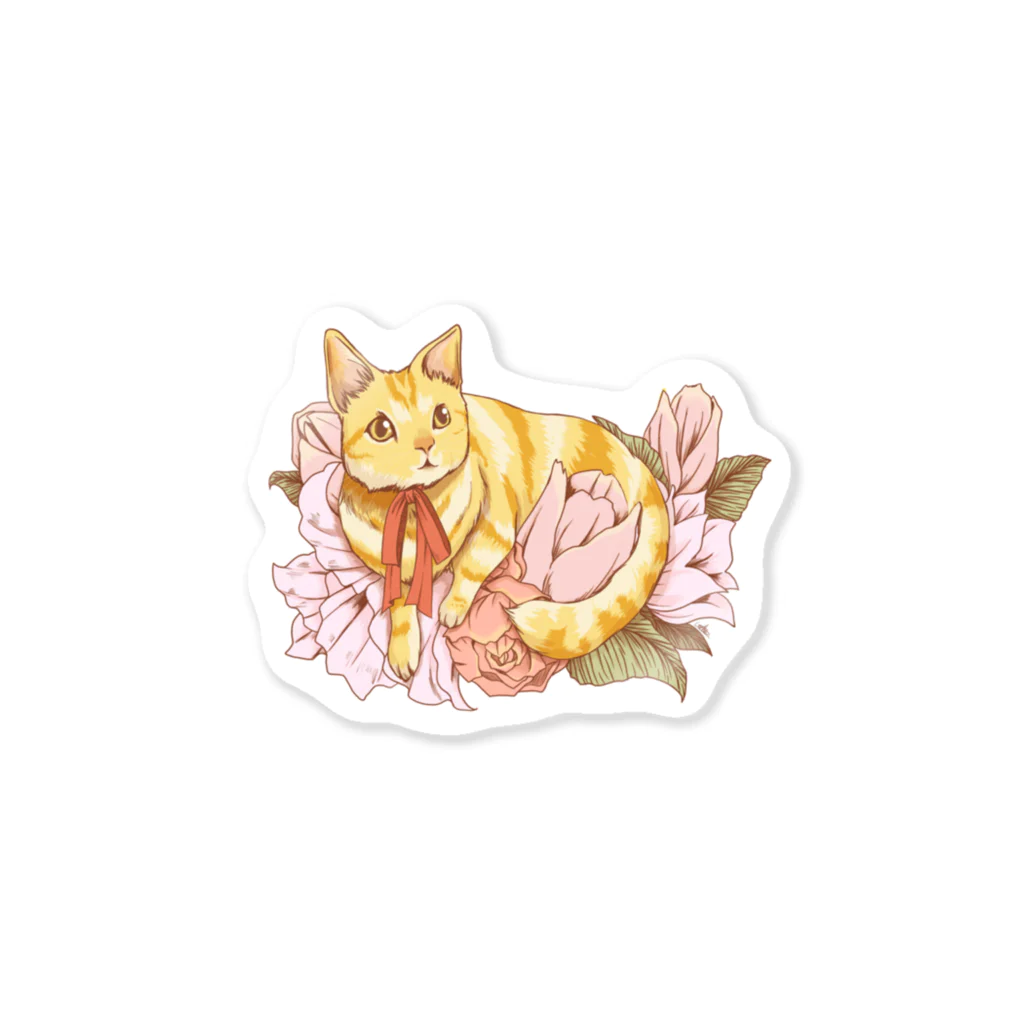 Lichtmuhleの猫とお花 Sticker