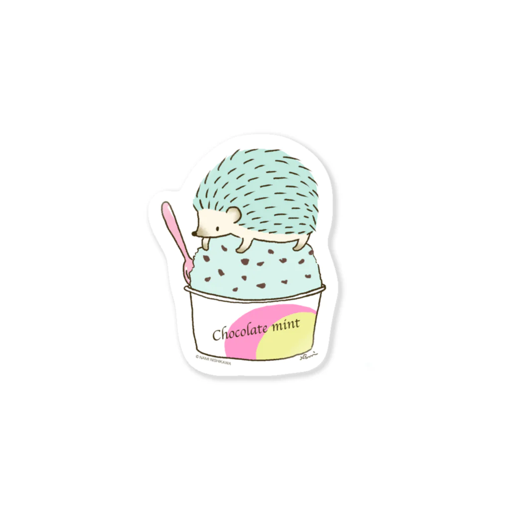 なみはりねずみのChoco Mint ハリネズミ Sticker