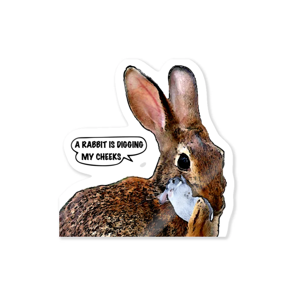 AngelRabbitsの野うさぎのほっぺを掘るうさぎ Sticker