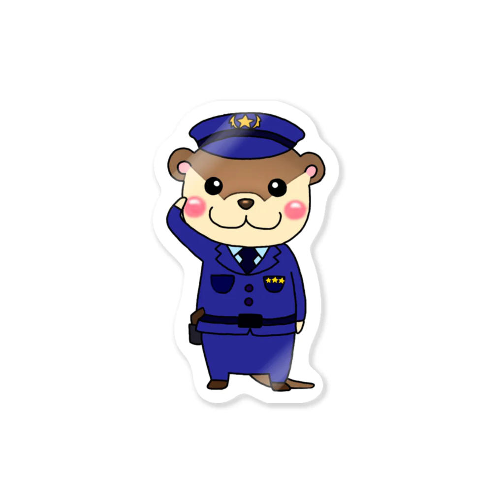 カワウソちゃんのお店の警察カワウソ(フチなし） Sticker