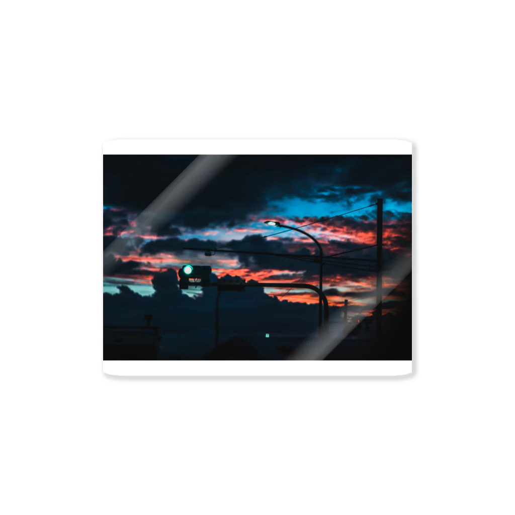 久留米運送の仕事帰りの夕景 Sticker