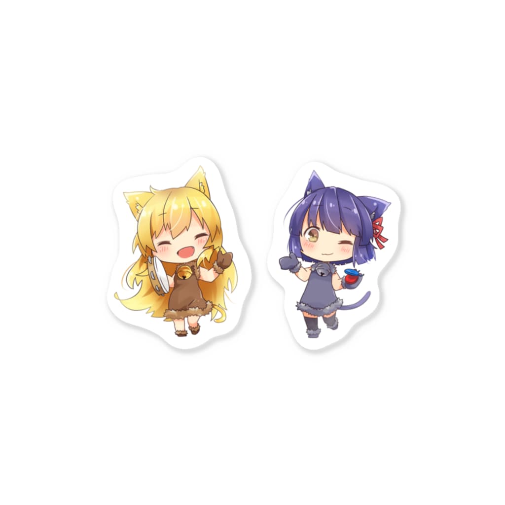 ももねこ（SUZURI店）のステッカー【るり猫＋こはく猫】 Sticker